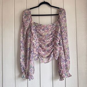 ASTR The Label Pink and Purple Floral Blouse